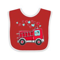 Inktastic Valentine Fire Truck with Cute Dalmatian and Hearts Boys or Girls Baby Bib