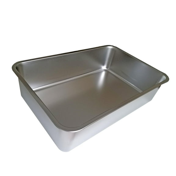 KUNWU SUS304 Stainless Steel Food Grade 6" Deep Medium Cat Litter Box Corrosion Resistant Durable Pan 17.5" x 13.5" x 6"