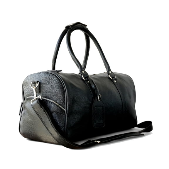 Jaald 18" Leather Duffle Bag Travel Carry-on Luggage Overnight Gym Weekender Bag Hiking Gear Black Holdall Groomsmen Gift for Travel