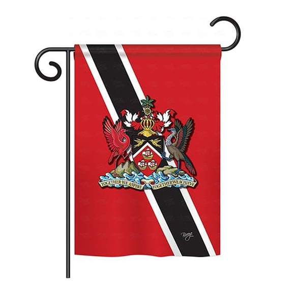 Breeze Decor BD-CY-GS-108172-IP-BO-D-US13-BD 13 x 18.5 in. Trinidad & Tobago Flags of the World Nationality Impressions Decorative Vertical Double Sided Garden Flag Set with Banner Pole