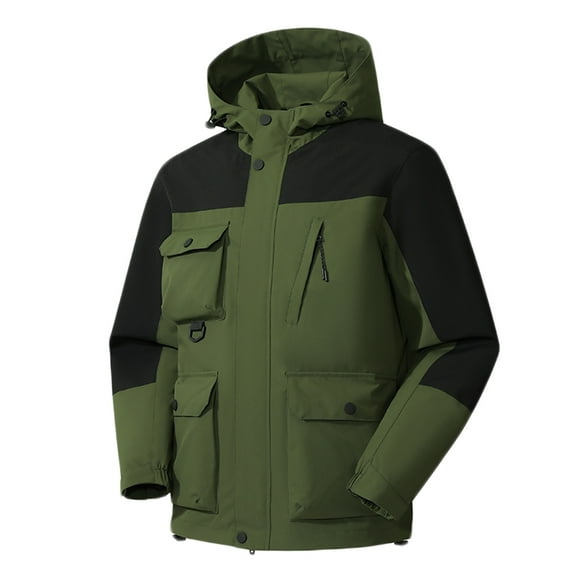 zanvin Men's Waterproof Rain Jacket Outdoor Lightweight Rain Coat for Hiking, Golf, Travel,Army Green,M