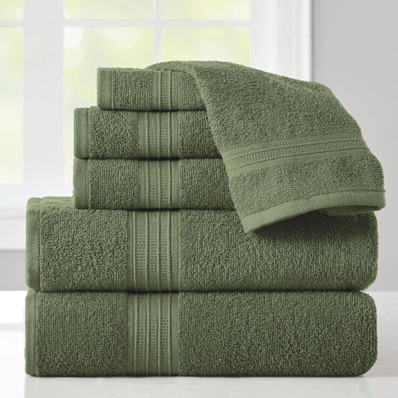 6-Piece Towel Set Cotton Olive