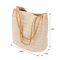 thumbnail image 5 of Gustave Women's Straw Woven Beach Bag Large Capacity Boho Shoulder Tote Bag Summer Bucket Handbag Purses for Casual, Travel, Shopping (Dark Beige), 5 of 9