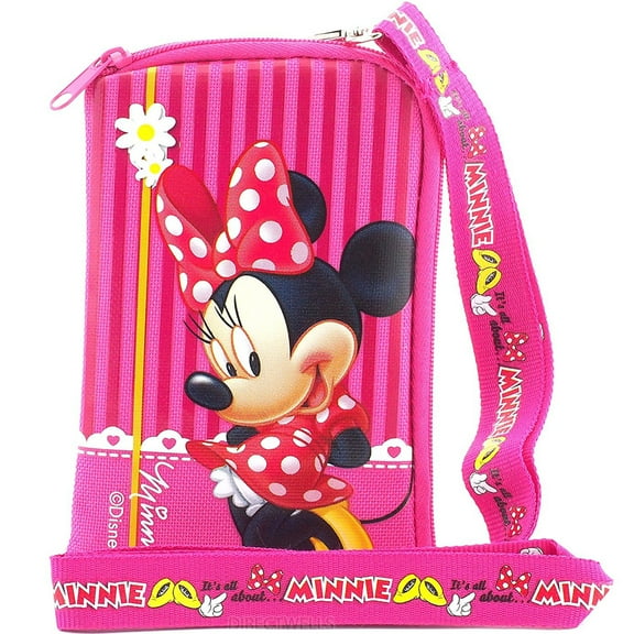 Minnie Mouse Pink Lanyard with Detachable Cellphone Case Or Coin Purse