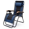 thumbnail image 2 of Leumius Zero Gravity Lounge Chair, Oversized Folding Recliner with Adjustable Backrest,Headrest Pillow & Cup Holder for Patio & Lawn,Blue, 2 of 8