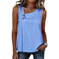 thumbnail image 5 of RQYYD Womens Sleeveless Asymmetric Neck Tops Casual Striped Blouses Button Front Tank Tee Shirts Daily Clothes, 5 of 6