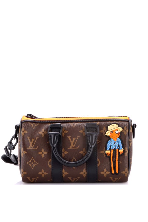 Pre-Owned Keepall Bandouliere Bag Monogram Canvas with LV Friends Patch XS By Rebag