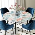 thumbnail image 5 of Elastic Fitted Round Tablecloth, Teal Red Seahorse Coastal Waterproof Stretch Table Cover for 55"-60" Tables, Vintage Nautical Beach Coral Starfish Washable Outdoor Tablecloths for Patio, Picnic, 5 of 9