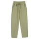 thumbnail image 2 of Pantalones palazzo de algodón y lino de cintura alta para mujer: pierna ancha, corte holgado, bolsillos, transpirables para verano/playa, 2 of 2