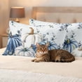thumbnail image 3 of Blue Pumpkin Fall Outdoor Waterproof Pillow Covers, Thanksgiving Watercolor Eucalyptus Leaves Decorative Rectangle Throw Pillowcase Sofa Cushion Sham for Patio/Couch/Chair, 20"x12" 2 Pack, 3 of 8