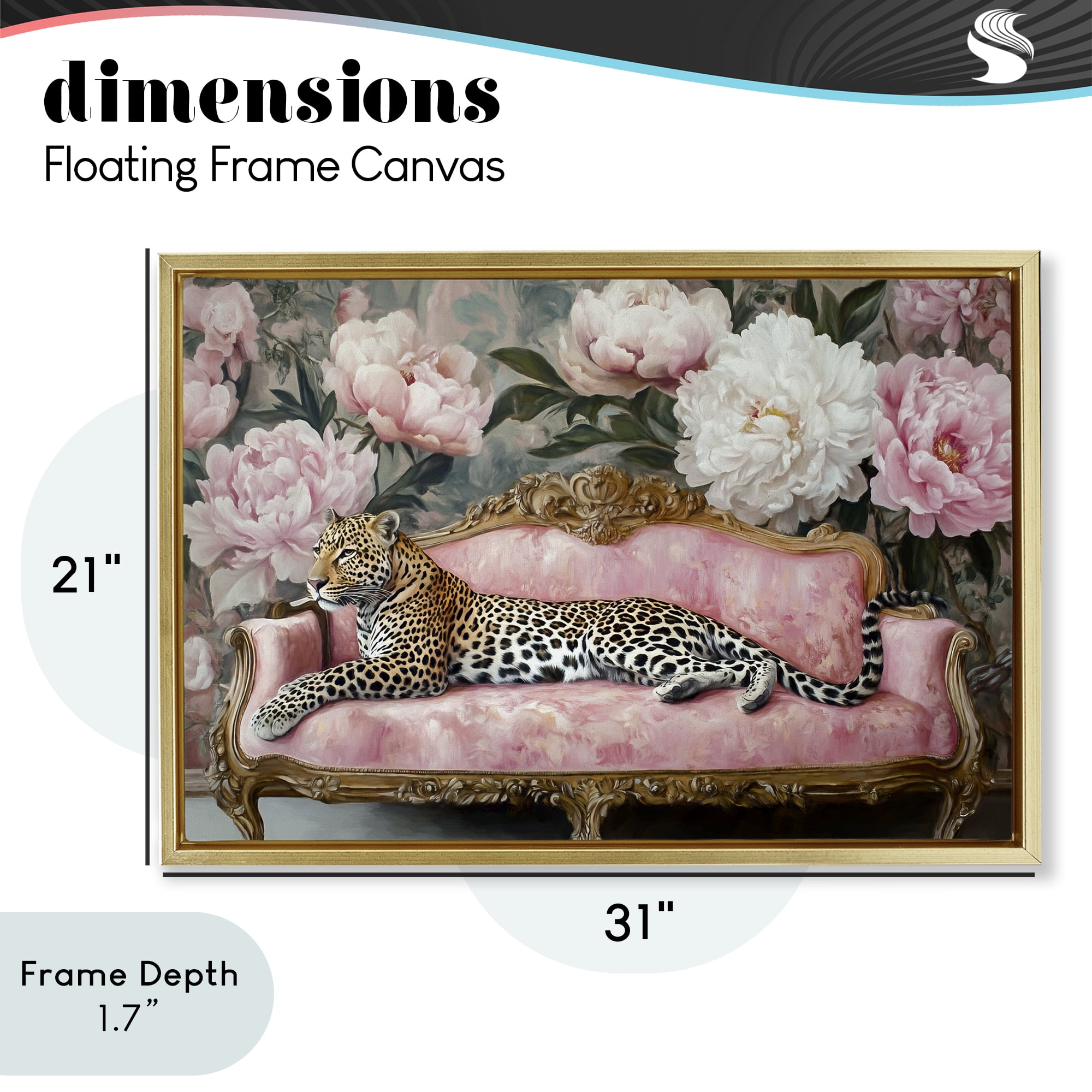 Stupell Industries Where The Leopard Dreams Gold Framed Floater Canvas Wall Art, design by Tina LeCour