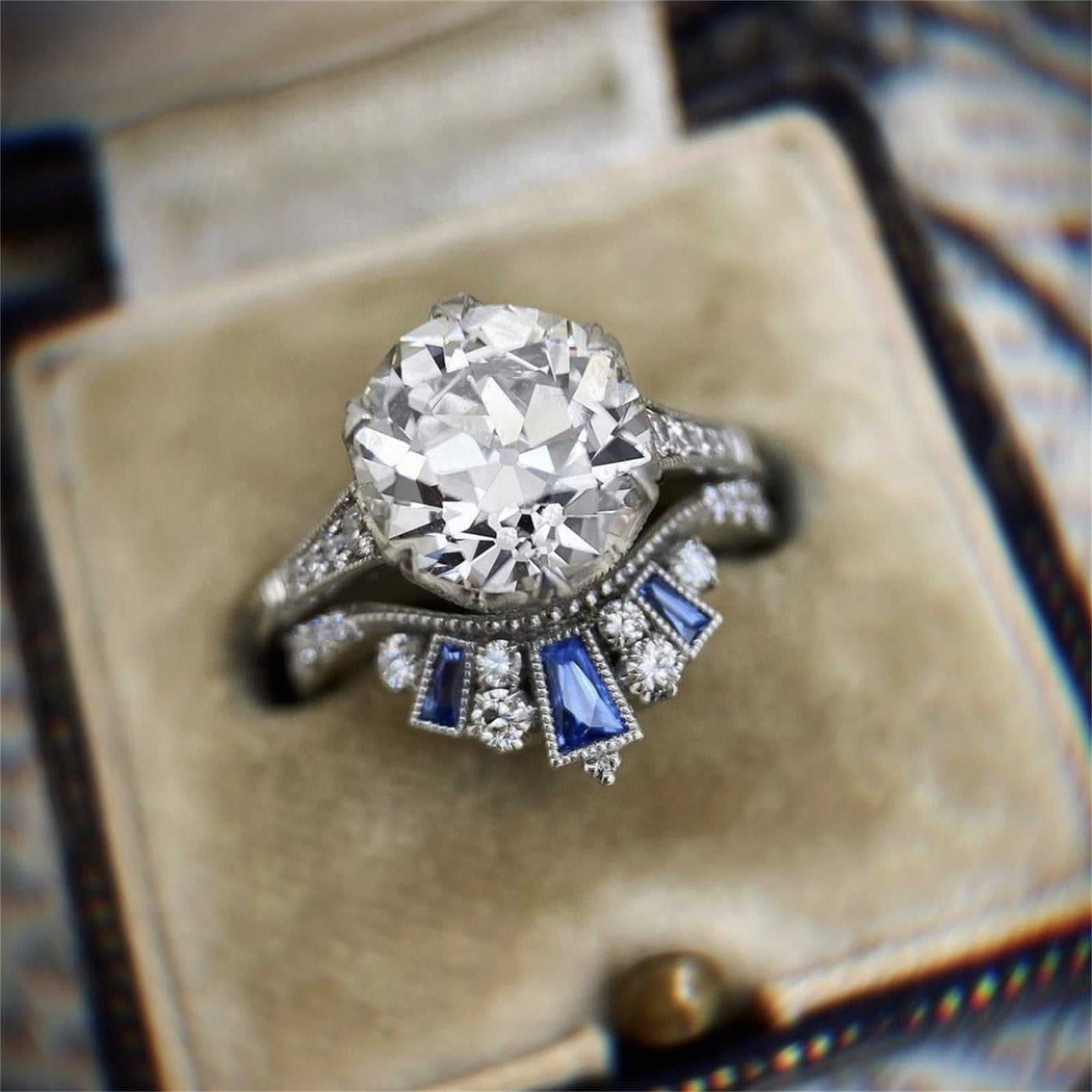 NEW Women White Gemstone Zircon Crystal Silver Wedding Ring Jewelry Size 6 7 8 9 