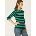 thumbnail image 4 of Disfraz de Día de San Patricio para mujer Mangas en el codo Top Cuello redondo Camiseta ajustada Camiseta estampada informal verde azul oscuro L, 4 of 6