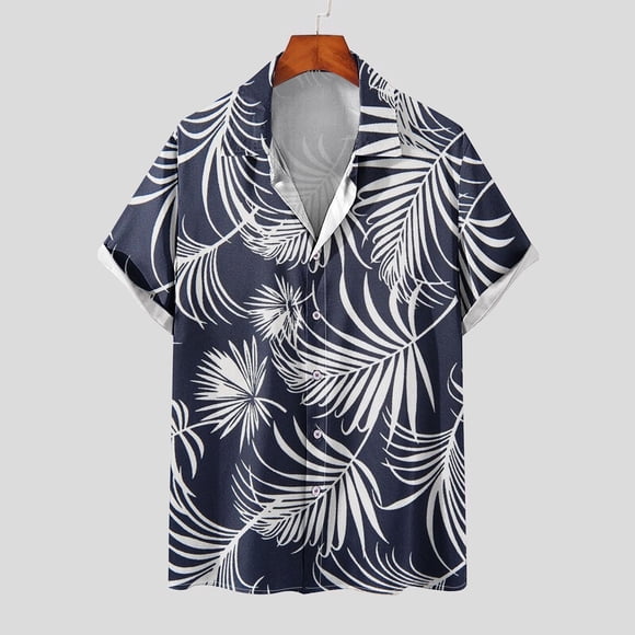 Men Shirt Print Short Sleeve Males Funny Tropical Casual Hawaiian Beach Shirt