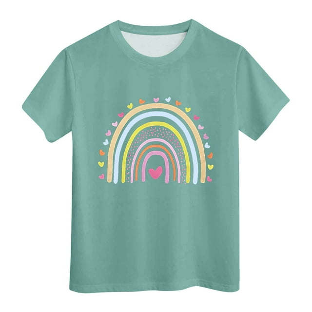 Icvfdpl Hauts Athlétiques pour Filles, T-Shirts à Manches Courtes pour Enfants, Col Rond, 3-13 Ans, Doux, 6-7 Ans
