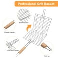 thumbnail image 3 of Grill Basket Stainless Steel BBQ Grill Basket Folding Portable Fish Grilling Basket with Handle, Barbecue Grill Baskets for Outdoor Grill Vegetables,, 3 of 7