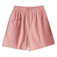 thumbnail image 5 of Linen Shorts for Women, Audhol Women's Summer Linen High Waisted Casual Thin Wide Leg Shorts Shorts for Women Pink 2XL, 5 of 5