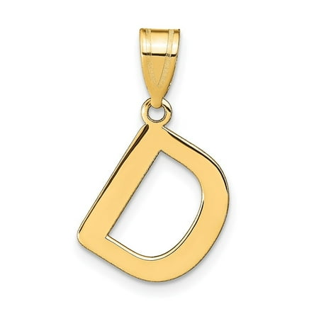 Diamond2Deal 14k Yellow Gold Bubble Letter D Initial Pendant for Women(L- 17.61 mm, W- 14.36 mm)