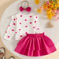 thumbnail image 7 of WhouRiu Baby Girls Casual Outfits Long Sleeve Ruffle Tees Bow Skirts And Headband Sets Cute Clothes, 7 of 7