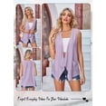 thumbnail image 7 of Hibeli Women's Eyelet Sleeveless Solid Color Irregular Hem Cardigan with Pockets, 7 of 7