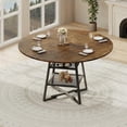 thumbnail image 1 of 47" Round Dining Table for 4-6, Farmhouse Kitchen Table with Metal Base and Storage Shelf, Wooden Dining Table Set for Small Space Kitchen, Dining Room, 1 of 8