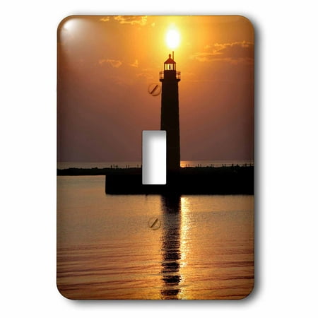 3dRose MI, Muskegon. Lighthouse on Lake Michigan - US23 RER0002 - Ric Ergenbright, Single Toggle Switch