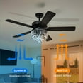 thumbnail image 5 of Dextrus 52in Chandelier Crystal Ceiling Fan with Light and Remote, Crystal Fan Light with 3 Speed, 4 Blades (Dual-Sided Blades), Silent Reversible Motor, Timer - Black, 5 of 10