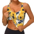 thumbnail image 4 of Lsque Blue Striped Sunflower Printed Women'S Sports Bra, Compression, Moisture Wicking, High-Impact Sports Bra For Women,Supportive sports bra-Medium, 4 of 9