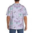 thumbnail image 5 of Lafuoo Purple Butterfly Pattern Men's Cuban Collar Short Sleeve Shirt, Button-Down Resort Beach Pocket Shirt-X-Large, 5 of 7