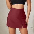 thumbnail image 4 of ClodeEU Women’s Elegant High Waisted Bodycon Mini Skirt with Shorts ,Casual Side Slit Skorts Wine,Womens Plus L, 4 of 5