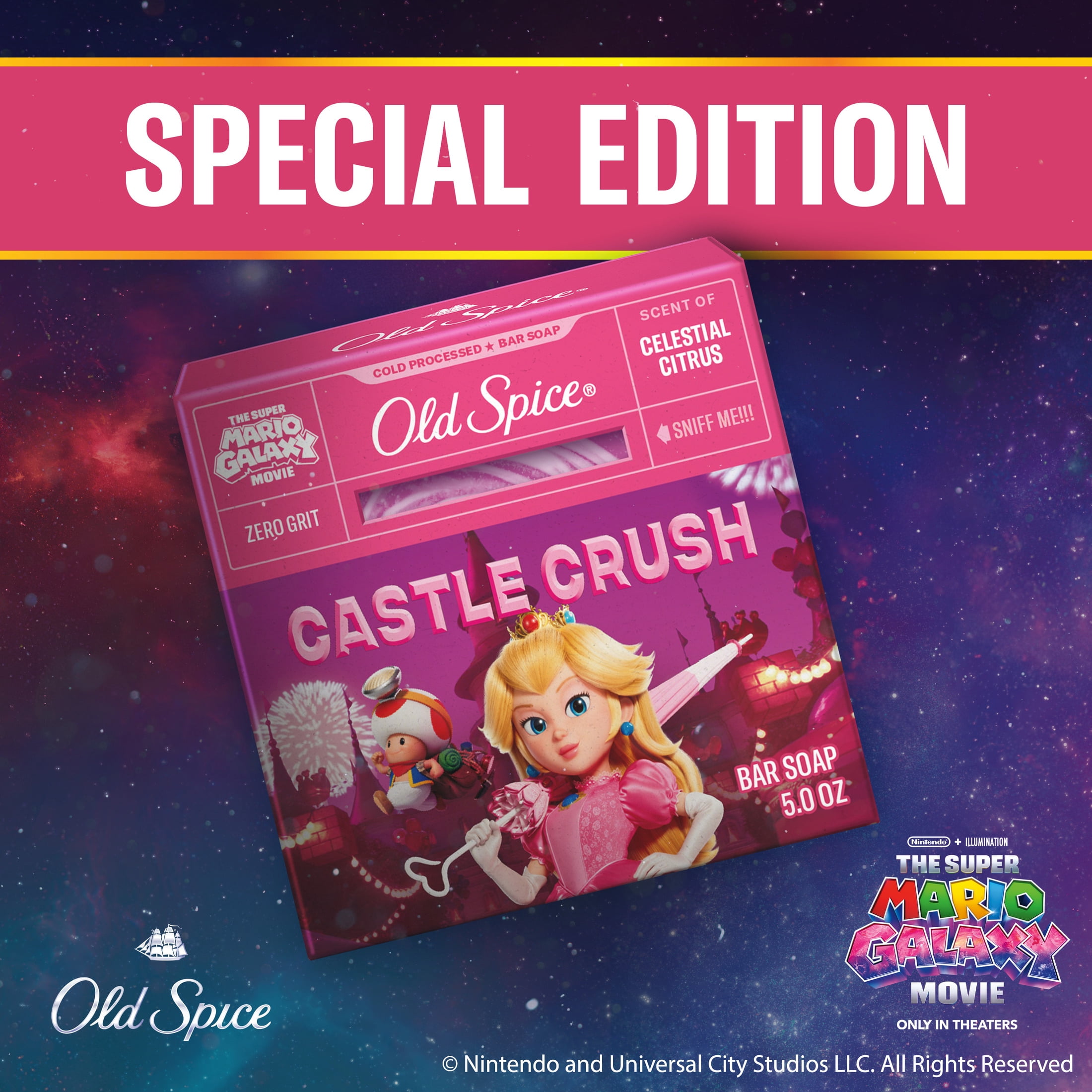Old Spice Men's Cold Processed Bar Soap, Castle Crush, Old Spice x The Super Mario Galaxy Movie, 5 oz