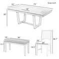 thumbnail image 2 of Harper & Bright Designs Expandable Dining Table Set for 6, Wooden Rectangular Kitchen Table with Removable Leaf, 4 Upholstered Dining Chairs and Long Bench, Natural, 2 of 20