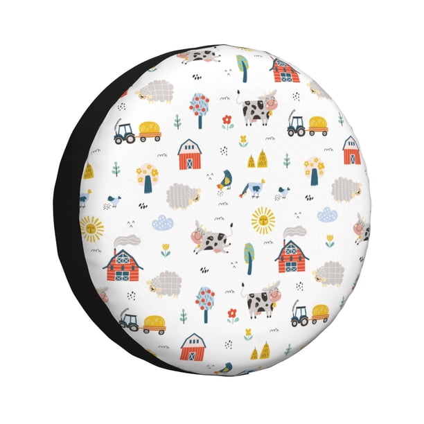 Fotbe Farm Animals Funda de Llanta de Repuesto con Estampado, Engrosada, Ajuste Universal para Jeep, Remolque, RV, SUV, Camión-15 inch