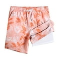 thumbnail image 2 of Nmnitkp Mens Swim Trunks with Compression Liner 2-in-1 Swim Trunks Stretch Quick Dry Swim Shorts UPF 50+ Sun Protection Swimtrunks Pockets Pink #,2XL, 2 of 3