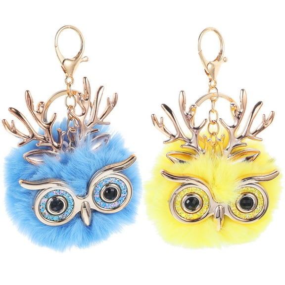 TABLZONE 2PCS Plush Keyring Cute Owl Keychain Charm Key Decoration Daily Use