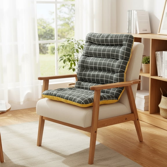 Tozuoyouz Rocking Chair Cushion Indoor Extra Large Rocking Chair Pads High Back Non Slip Textured Seat And Back Cushion Set With Ties For Wooden Rocker Black 17.72X33.46In