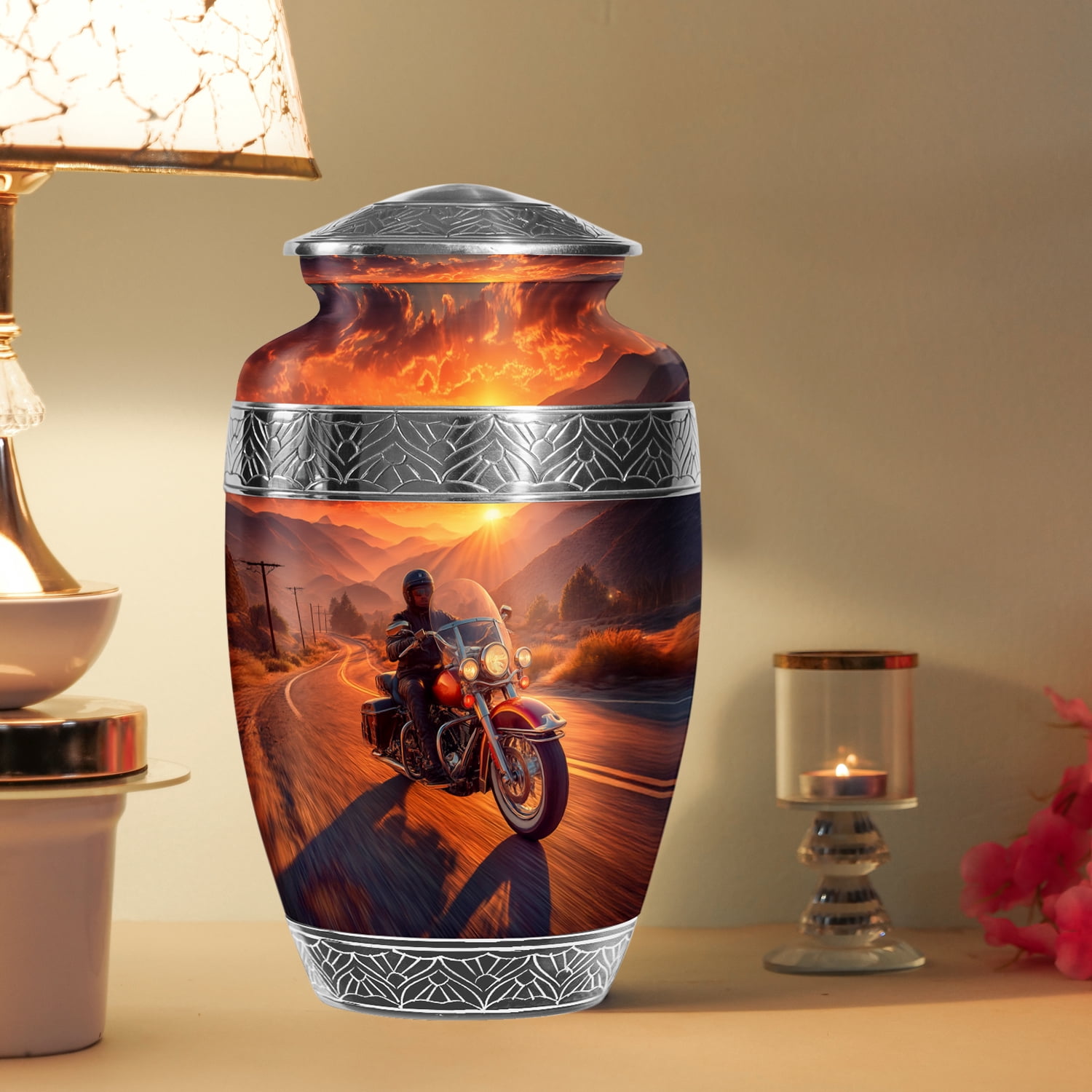 Harley Davidson Memorial Urn for Ashes Adult Male and Female, Cremation Funeral Urns for Human Ashes, (Classic Large, 10 Inch)