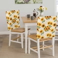 thumbnail image 5 of Sunflowers Chair Covers Set of 8 Retro Country Yellow Floral Green Leaves Newspaper Texture Chair Back Covers Stretch Removable Washable Slipcovers Protector for Dining Room Kitchen Party Decor, 5 of 9