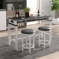 thumbnail image 5 of Gymax 3-Piece Home Bar Set Counter Height Bar Table w/ 2 Upholstered Bar Stools White & Grey, 5 of 10