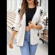 thumbnail image 5 of Suéter de Punto Tipo Cárdigan de Larga con Estampado de Copos de Nieve para Mujer, Abrigo Abierto por Delante. Crema M, 5 of 10