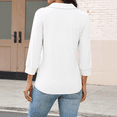thumbnail image 3 of Women's V Neck Polo Shirts 3/4 Length Sleeve Tops Collared Business Casual Summer Blouses White S, 3 of 4