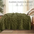 thumbnail image 5 of Exclusivo Mezcla Fleece Throw Blanket for Couch, Super Soft Warm Lightweight Checkered Pattern Blanket for All Seasons, Olive Green, 50"x60", 5 of 8