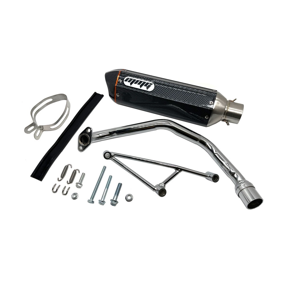 MMG Exhaust System Muffler for GY6 125cc 150cc 4 Stroke Scooters (Carbon Fiber Finish)
