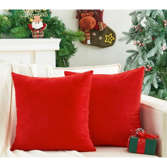 Fundas de almohada decorativas GriNeed, 50 x 50 cm, terciopelo rojo, paquete de 2