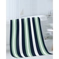thumbnail image 3 of Green Navy Blue Striped Towel Set of 3, Soft Microfiber Bath Towels, Hand Towel, Washcloths, Chic Abstract Lines Geometric Quick-Dry Absorbent Towels for Bathroom Kitchen Hotel Beach Gym Spa, 3 of 7