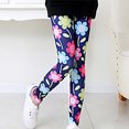 thumbnail image 2 of Odeerbi Kids Girls Cropped Leggings Stretchy Tights Pants Baby Pattern Printed Milk Silk Leggings Comfortable Slim Cropped Trousers Navy, 2 of 4