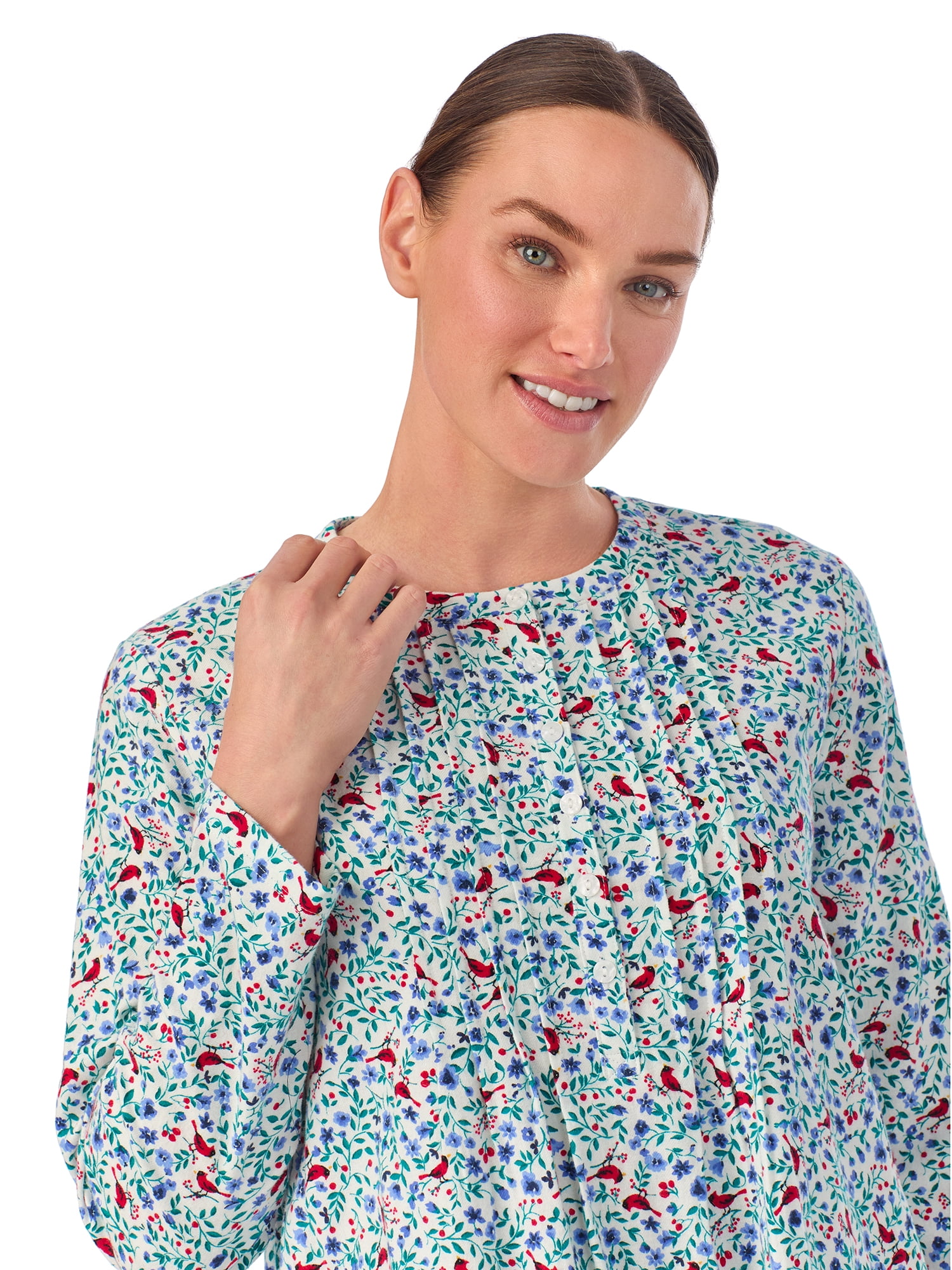 Aria Women’s 100% Cotton Woven Flannel Long Sleeve Nightgown, Sizes XS-5X