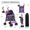 thumbnail image 2 of MoNiBloom 4 Wheel Foldable Lightweight Pet Stroller Trolley for Cats & Dogs, Purple with White Polka Dots, 2 of 13