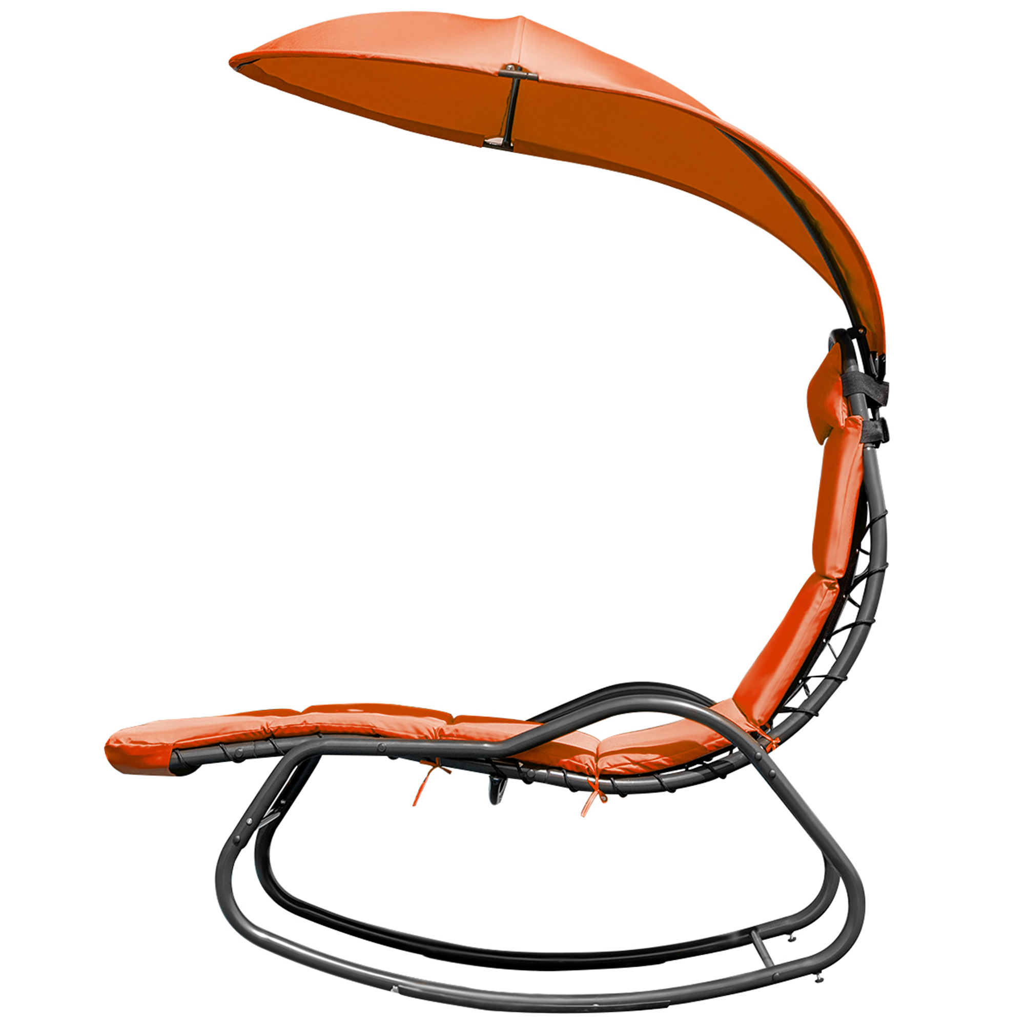 Gymax Patio Lounge Chair Chaise Garden w/ Steel Frame Cushion Canopy Orange - image 3 of 10
