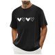 thumbnail image 1 of Tops para hombre, blusas y camisas de cuello redondo y manga corta para hombre. Camiseta/camisa informal de cuello redondo y manga corta con estampado de corazones para hombre. Tops de poliéster para, 1 of 4
